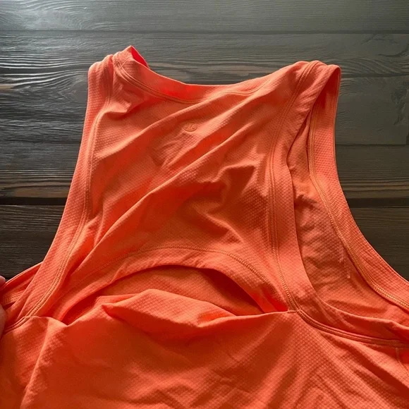 Lululemon Athletica Orange Asymmetrical Crop Tank Top - Picture 2 of 5